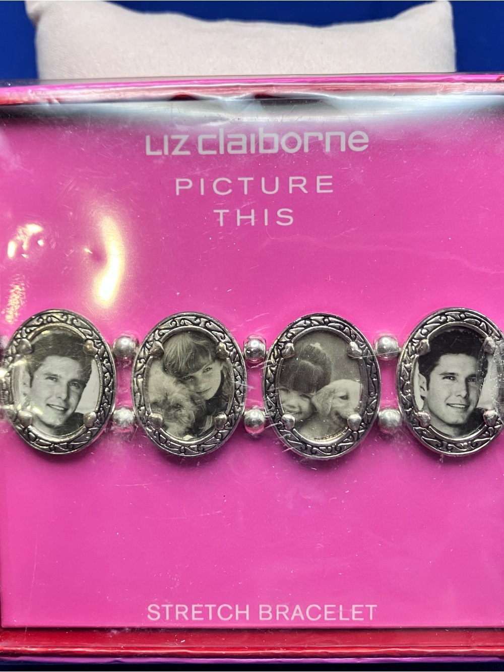 Liz Claiborne Silver-Tone Oval Photo Frame Stretch Bracelet